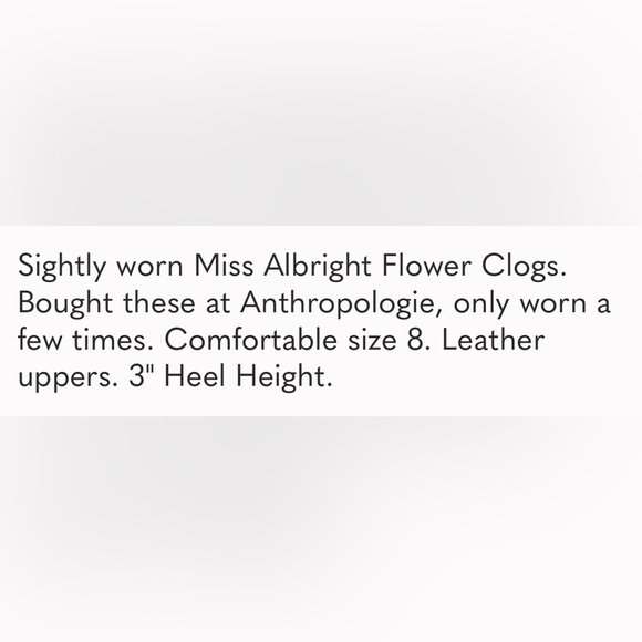 Anthropologie Miss Albright Flower Clogs size 8 - Picture 5 of 6